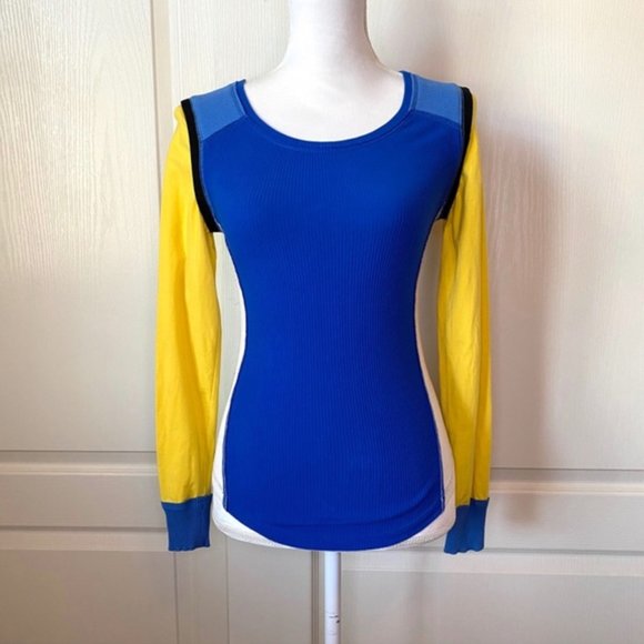 Free People Blue Yellow Thermal Shirt XS - Picture 3 of 3